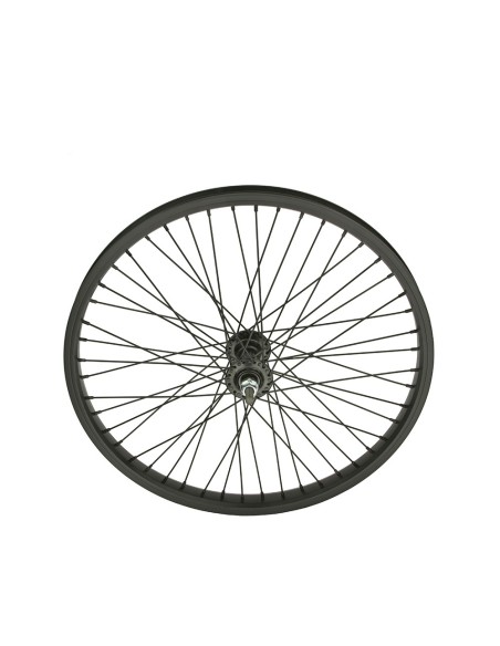 20 x 1.75 Alloy Front Wheel 48 Spoke 14gBlack 3/8 Axle Single Wall Black.